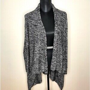 Fenn Wright Manson Cardigan Sweater Metallic Open Waterfall Black Gray Large